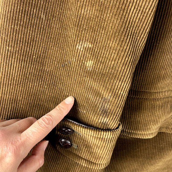 VTG London Fog Long Corduroy Coat Mens 40R Brown Faux Fur Lined Chore Classic - Picture 14 of 16